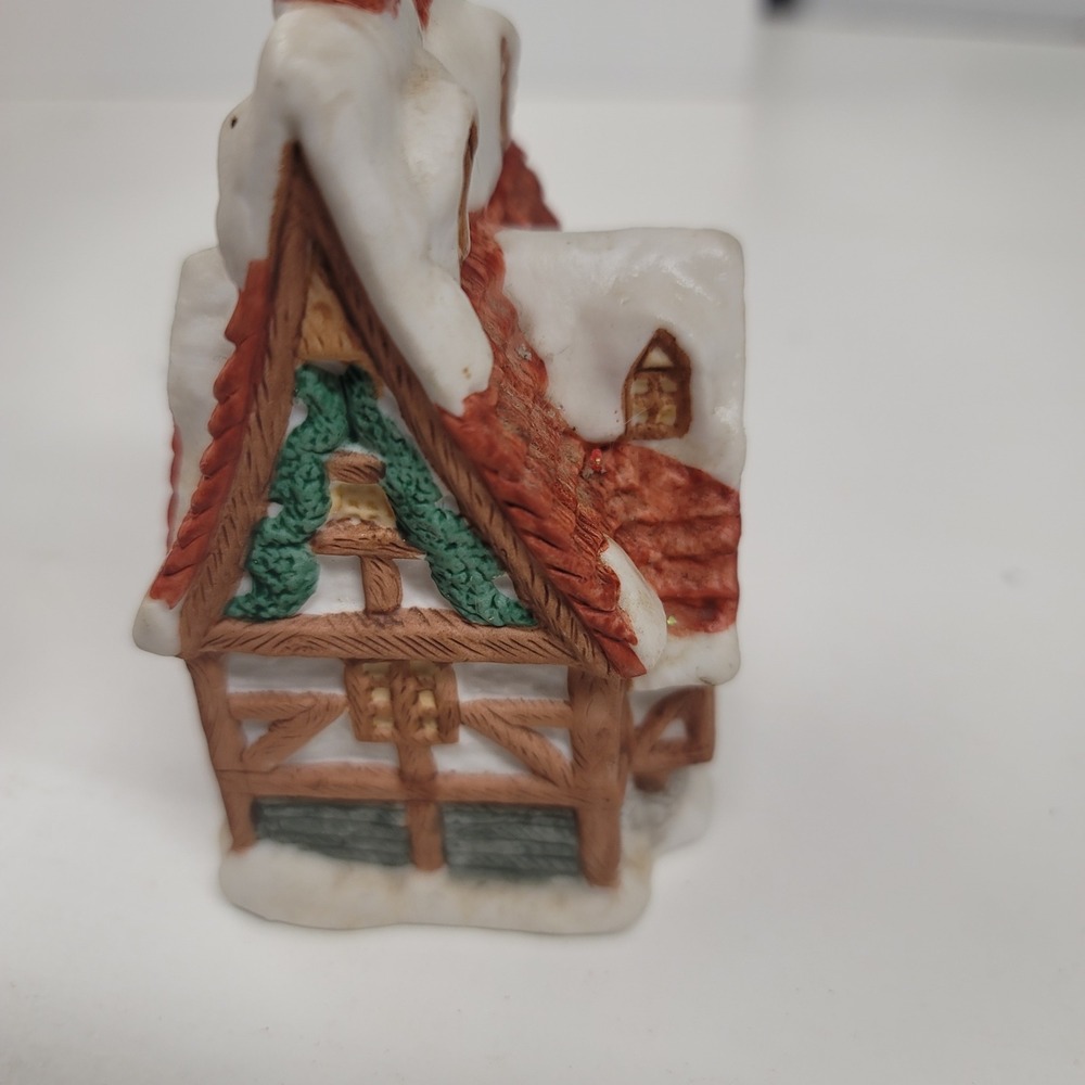 Whirley's 7408 Ceramic Christmas House Snow Roof Chimneys Bell 1980s Cottagecore